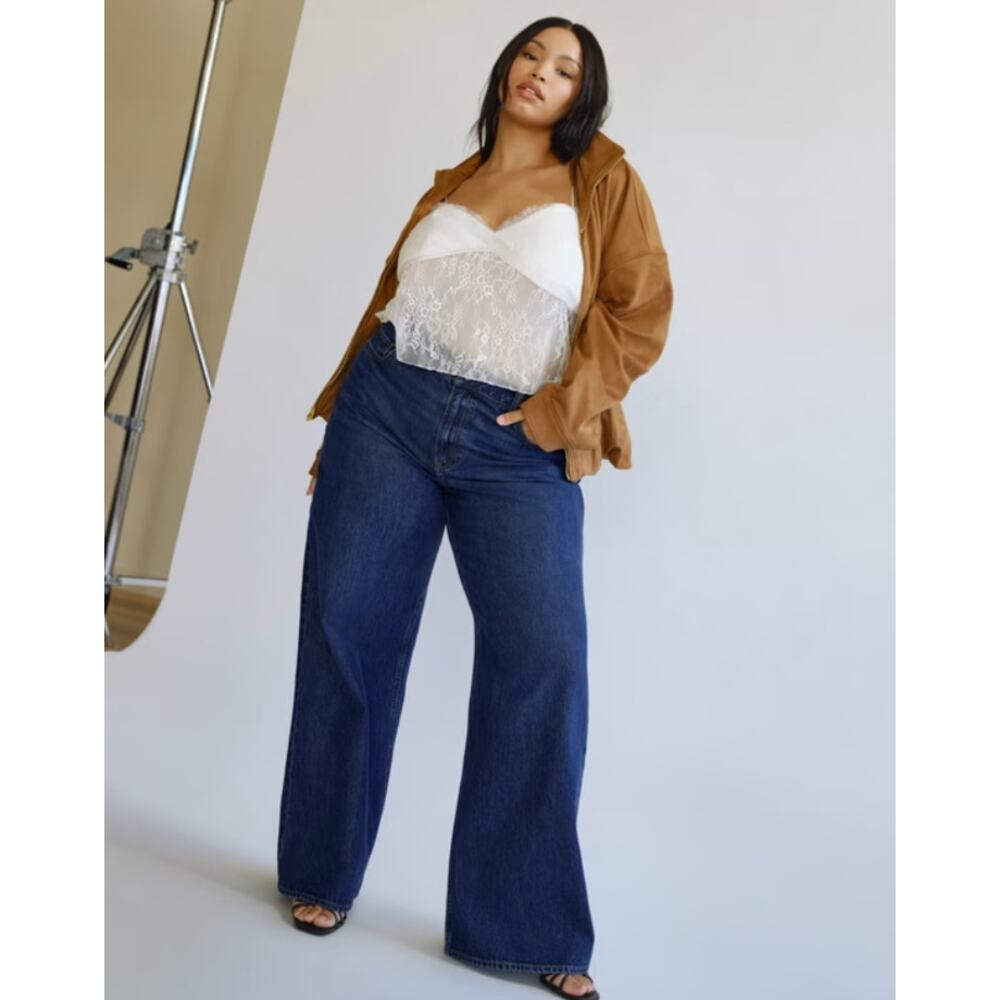 Abercrombie & Fitch Curve Love High Rise Wide Leg Jean Size 28 Short